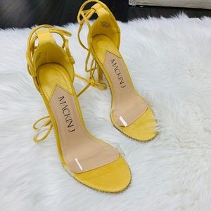 Mackin J Shoes - Yellow Tie Up Studded Stillettos 🆕 Mackin J Shoes - Yellow Tie Up Studded Stillettos 🆕